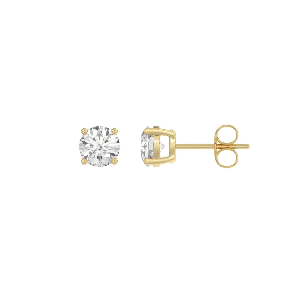 14K Yellow Gold 1.00 Ct Round Brilliant Diamond Stud Earrings Lab Grown Diamond Solitaire Earrings For Women Fine Jewelry Gift