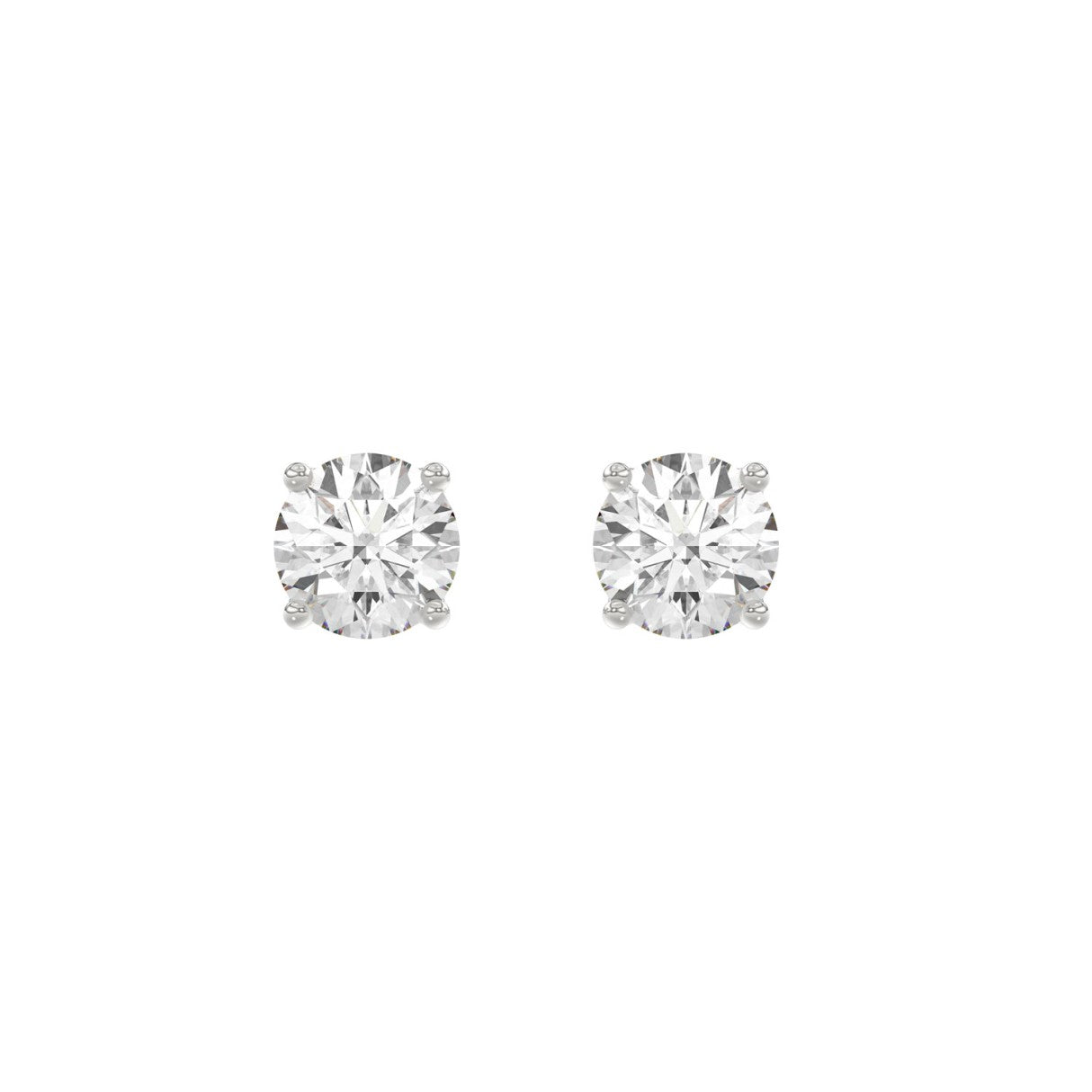 14K White Gold 2.00 Ct Round Brilliant Diamond Stud Earrings Lab Grown Diamond Solitaire Earrings For Women Fine Jewelry Gift