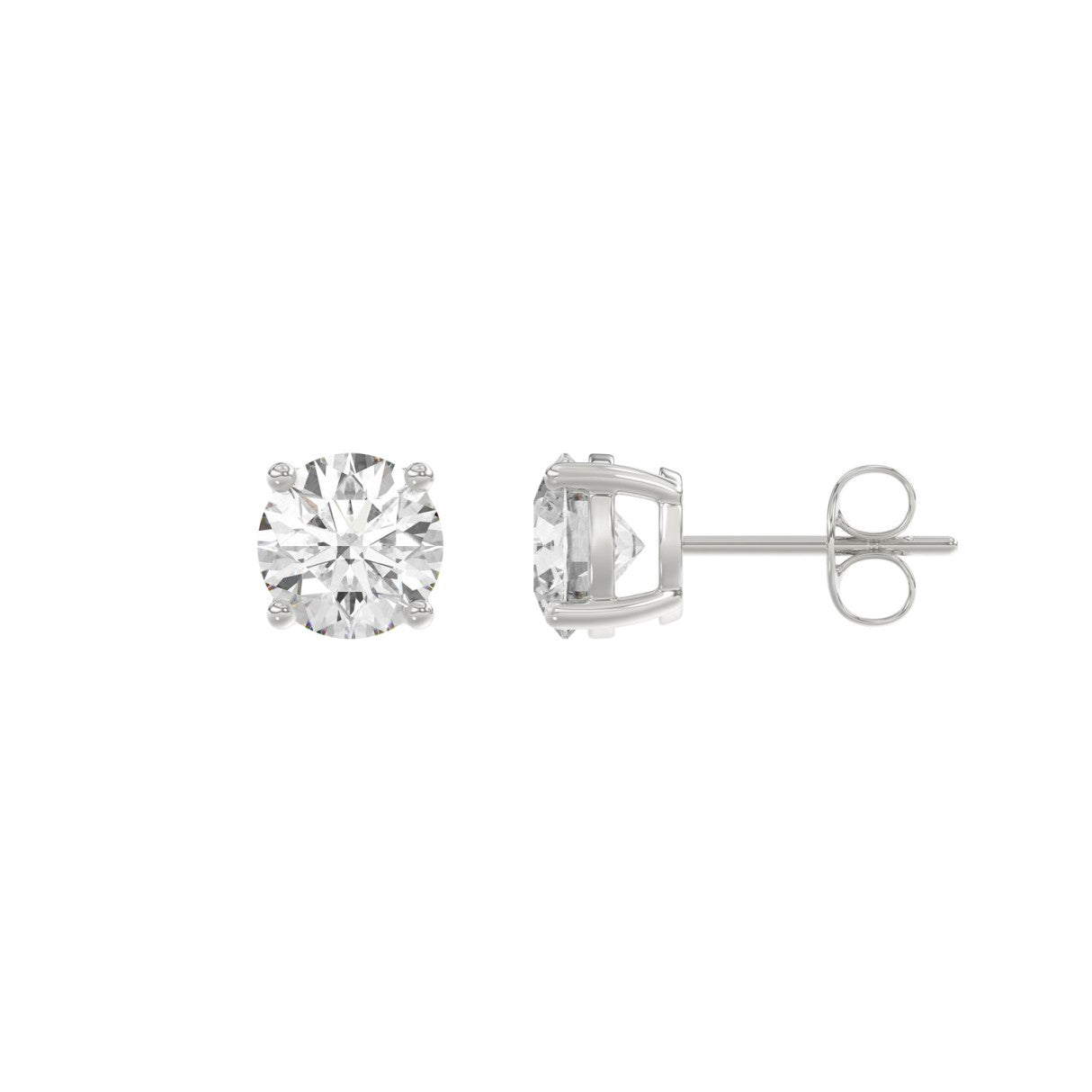 14K White Gold 2.00 Ct Round Brilliant Diamond Stud Earrings Lab Grown Diamond Solitaire Earrings For Women Fine Jewelry Gift