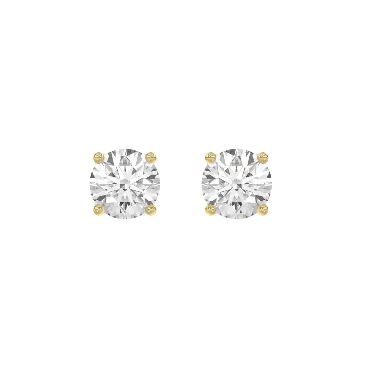 14K Yellow Gold 3.00 Ct Round Brilliant Diamond Stud Earrings Lab Grown Diamond Solitaire Earrings For Women Fine Jewelry Gift