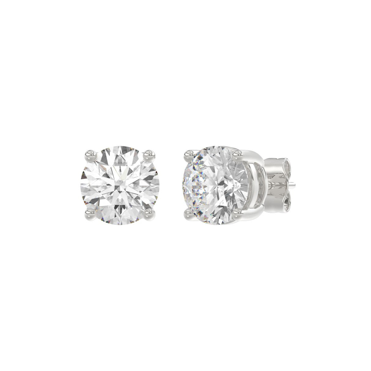 14K White Gold 4.00 Ct Lab Grown Round Diamond Stud Earrings Brilliant Cut Diamond Earrings For Women